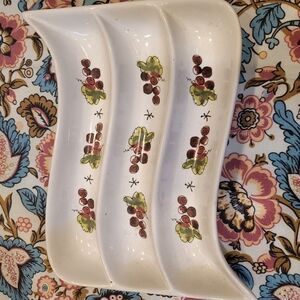 Vintage Ceramic Divided Dish with Grape Design